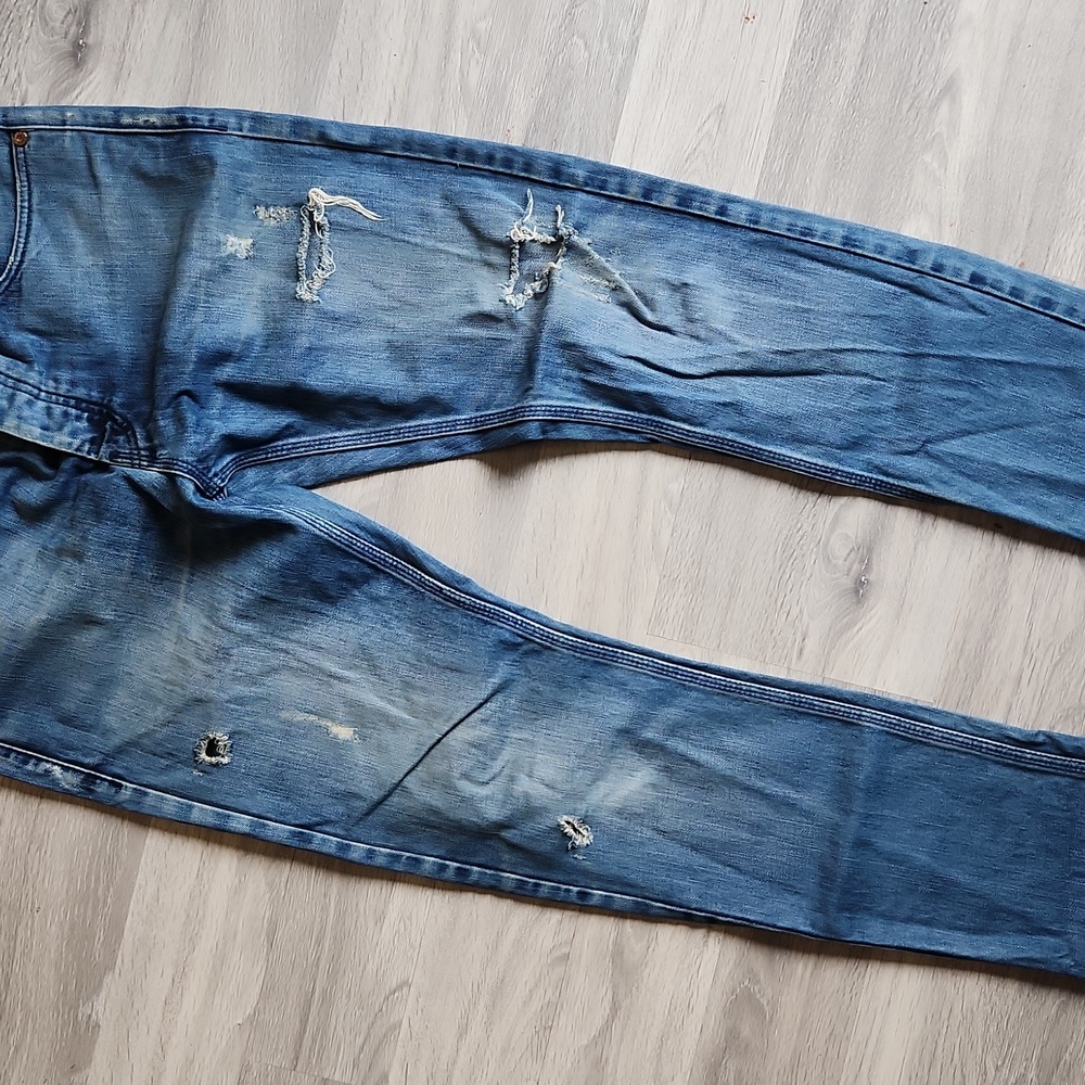 Topman Jeans Size 32s Distressed Blue Wash
